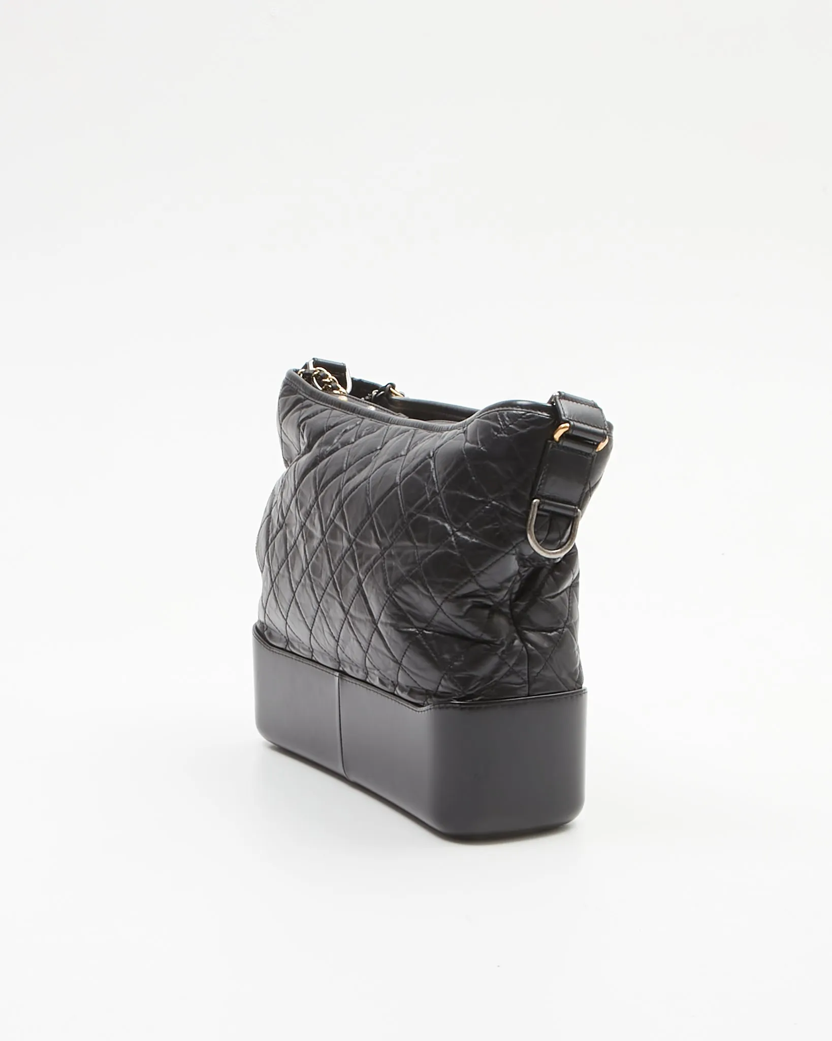 Chanel Black Aged Calfskin Large Hobo Gabrielle Bag