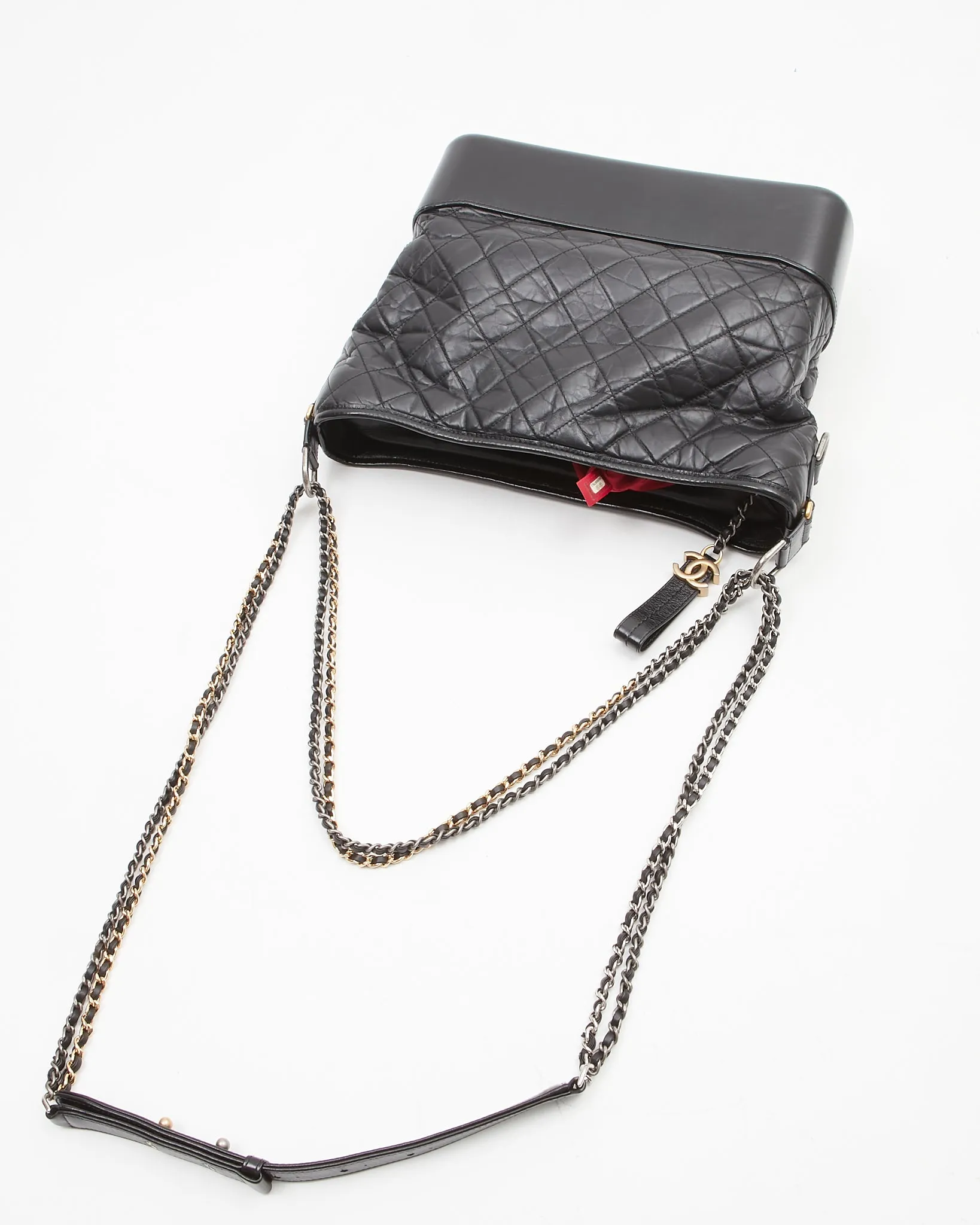 Chanel Black Aged Calfskin Large Hobo Gabrielle Bag