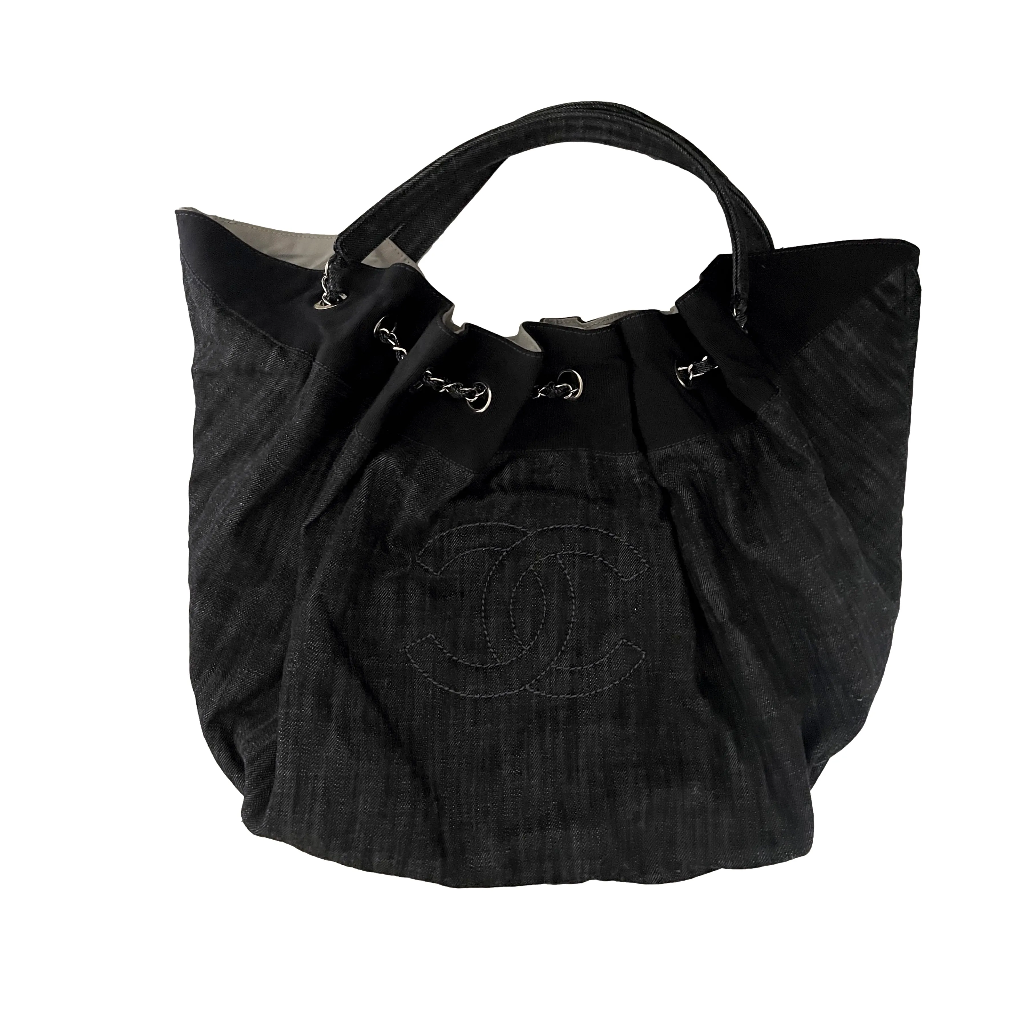 Chanel Denim Logo Hobo Bag