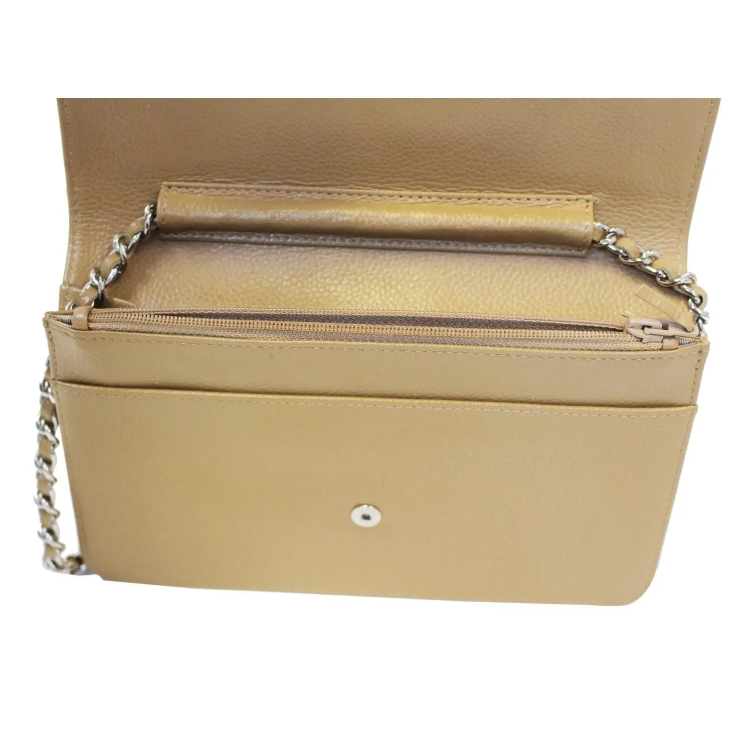 CHANEL Timeless WOC Caviar Leather Clutch Crossbody Bag Beige