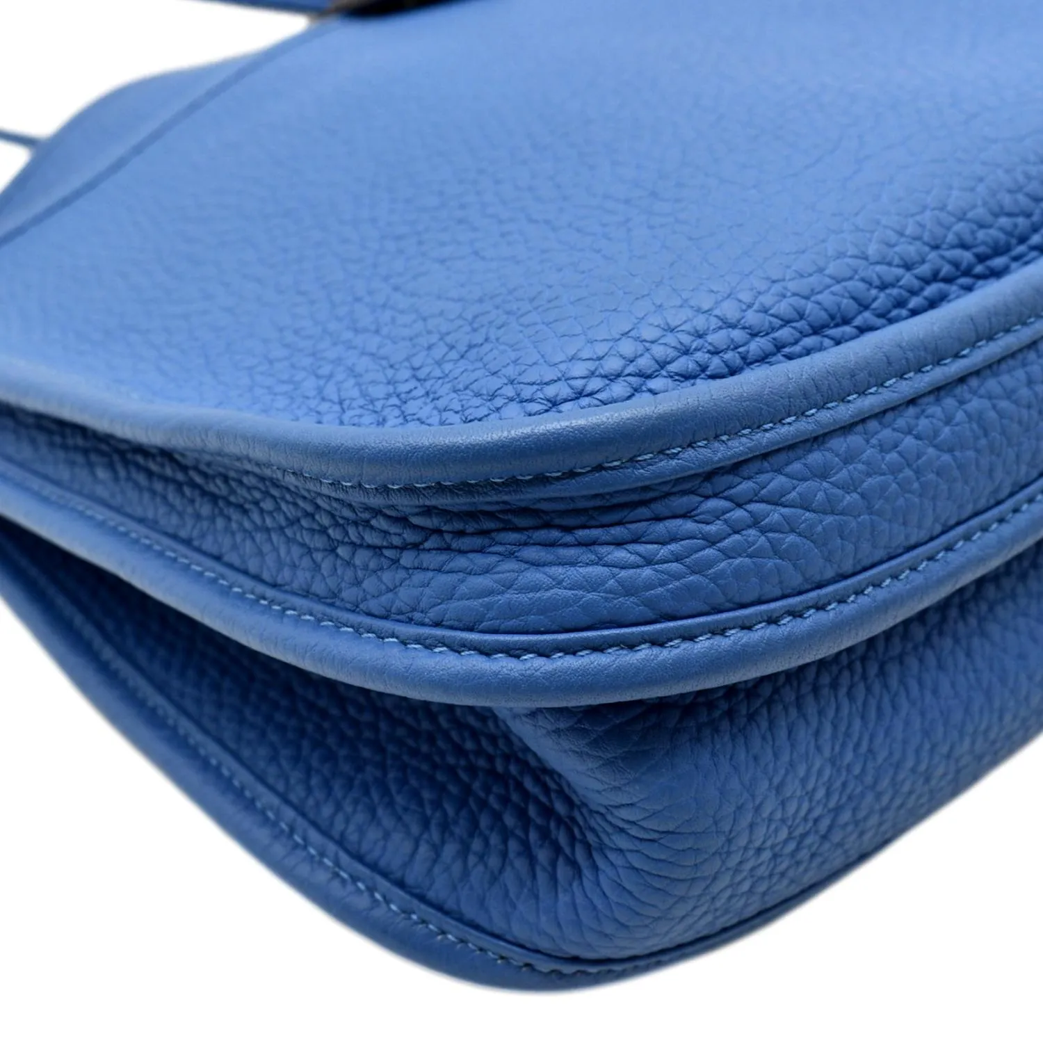 HERMES Evelyne PM Taurillon Clemence Crossbody Bag Blue