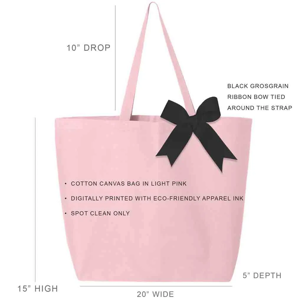 Kappa Kappa Gamma Pink Canvas Tote Bag with Black Bow
