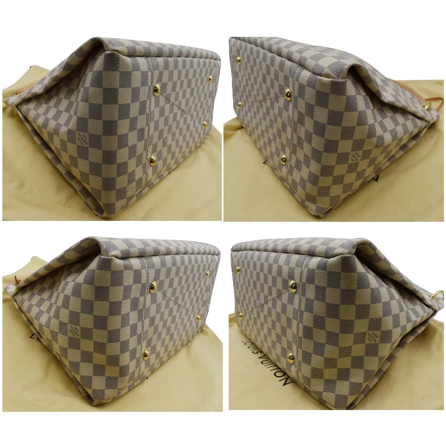 LOUIS VUITTON Artsy MM Damier Azur Hobo Bag White